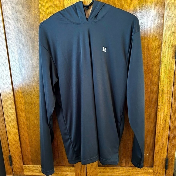 NWT Hurley Long Sleeve Hooded Rashguard in Dark Stone Grey | Size Small - Men’s - Picture 1 of 5